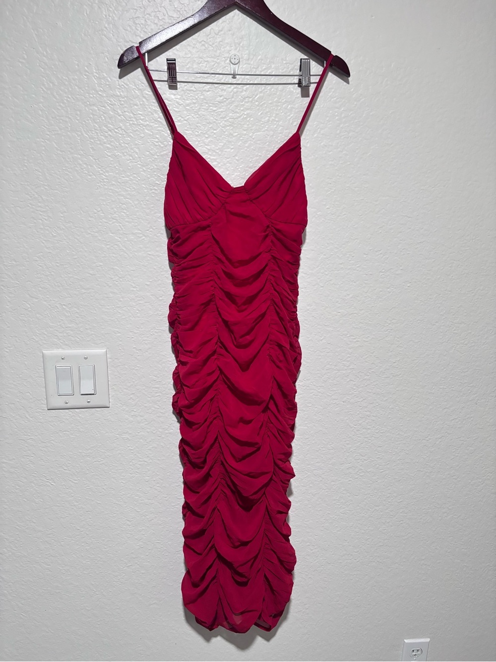 Majorelle Red Ruched Midi Tank Dress Size Small